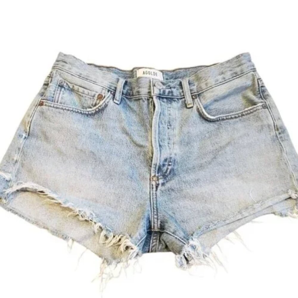 Agolde Parker Vintage Cut Off Short Riptide Light Blue Revolve Womens 27